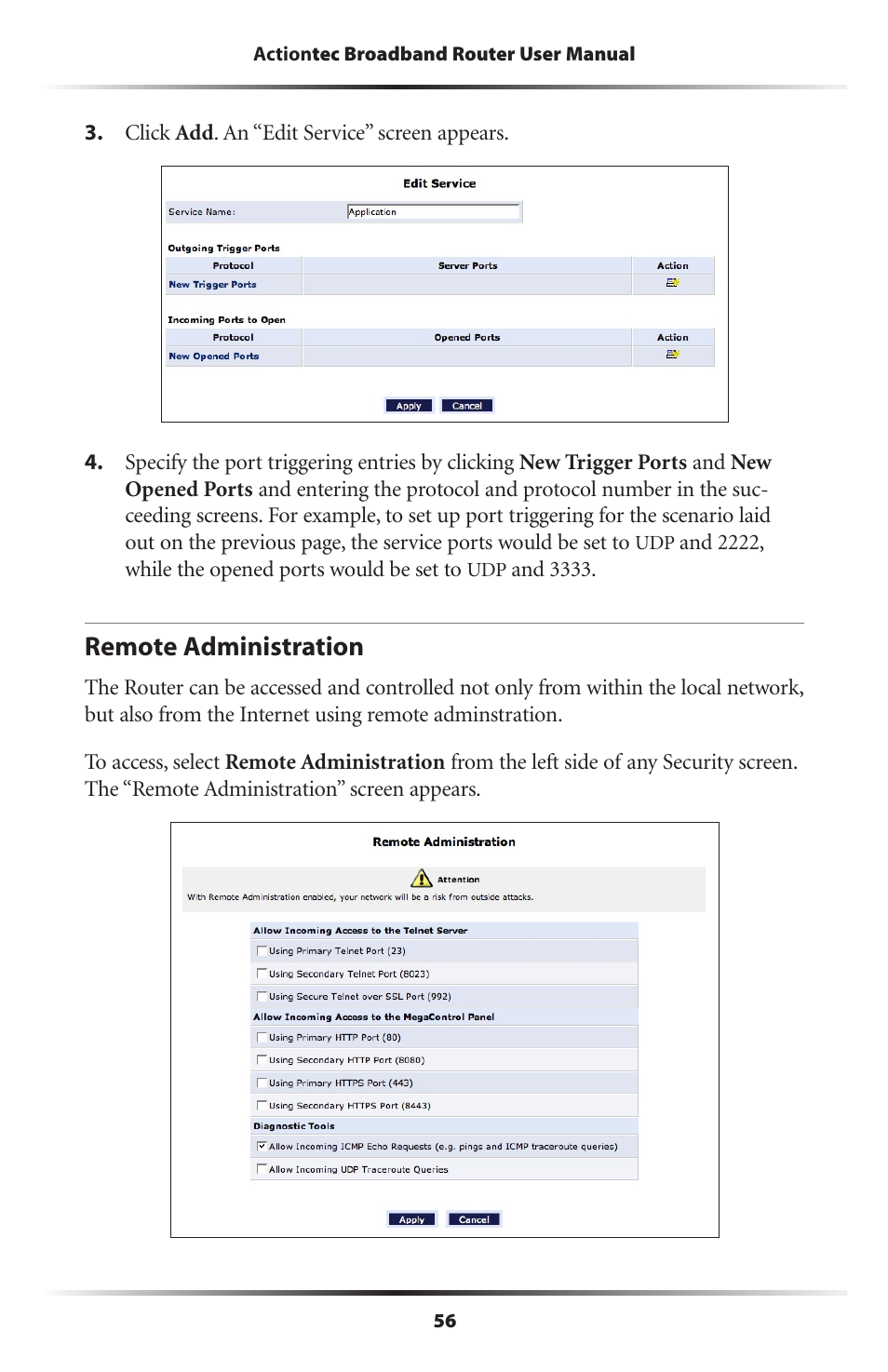 Remote administration | Actiontec electronic RI408 User Manual | Page 59 / 147