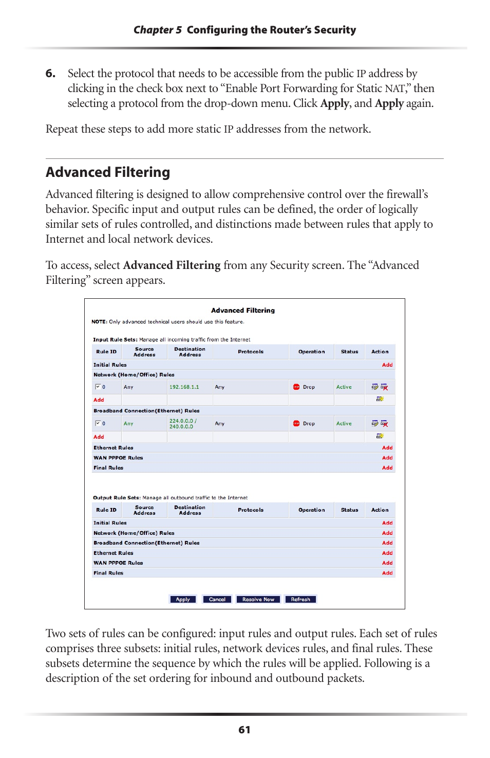 Advanced filtering | Actiontec electronic RI408 User Manual | Page 64 / 147