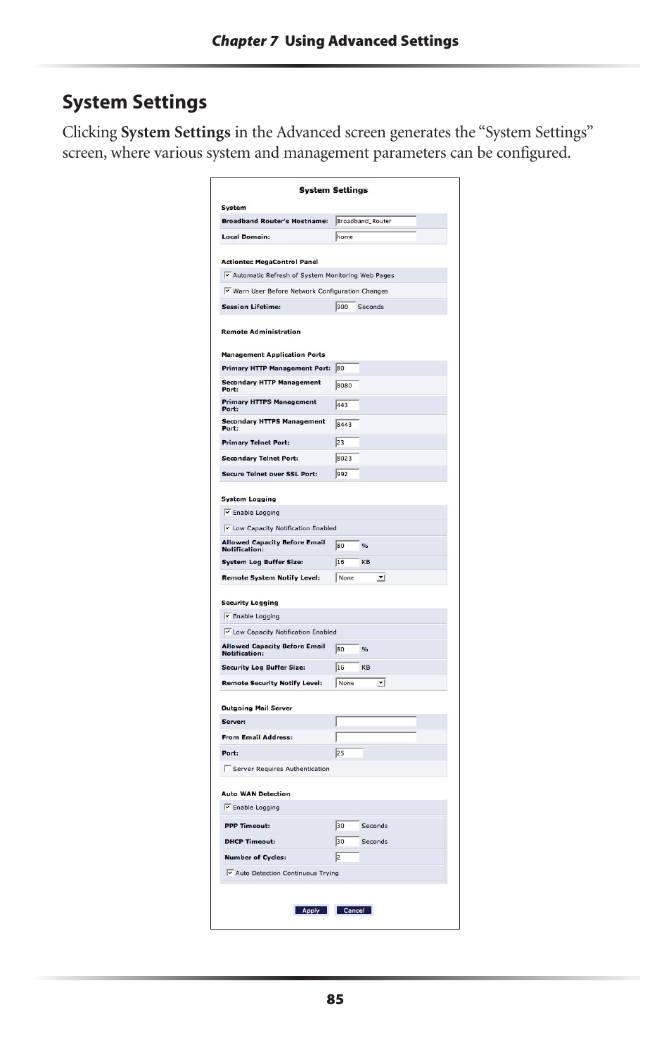System settings | Actiontec electronic RI408 User Manual | Page 88 / 147
