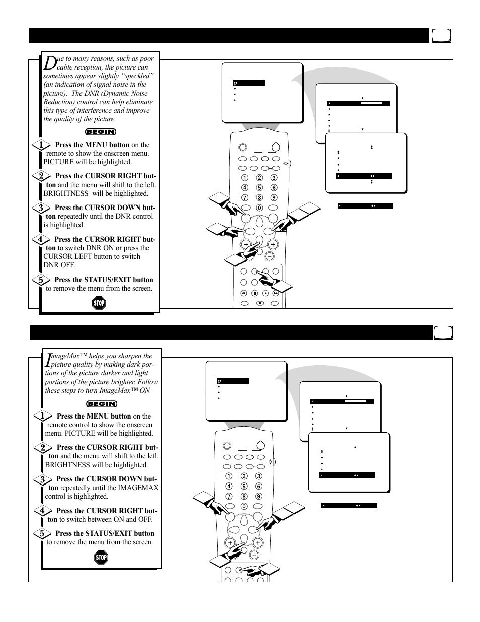 Urning, Ynamic, Oise | Eduction, Ontrol, N the, Mage | Philips 27i RealFlat CTV w-PIP-DBX stereo-Remote User Manual | Page 7 / 52