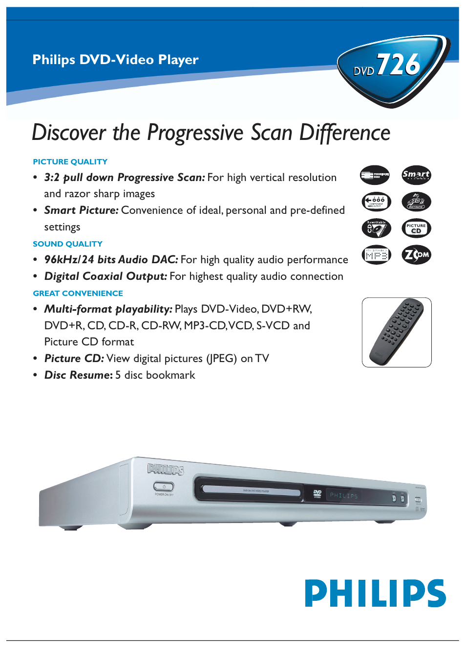Philips DVD726AT User Manual | 2 pages