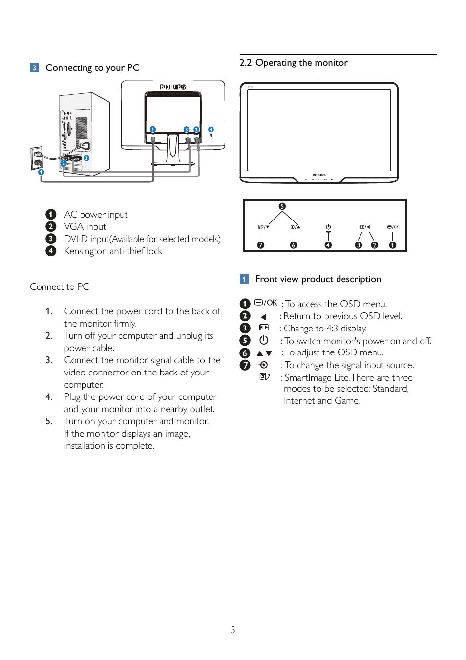 Philips 202EL2SB-27 User Manual | Page 7 / 50