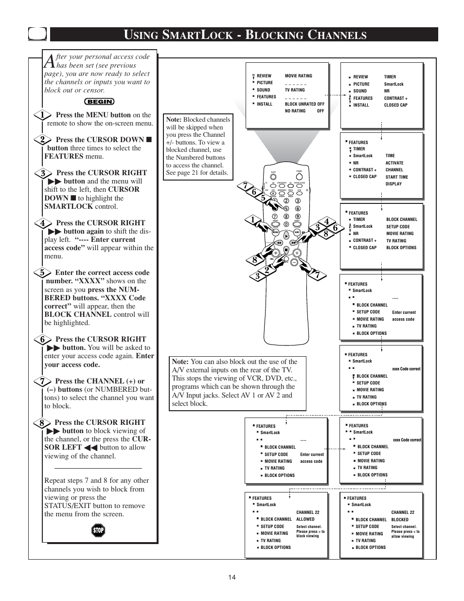 Sing, Mart, Locking | Hannels | Philips TS3259C User Manual | Page 14 / 48