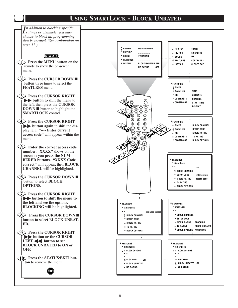 Sing, Mart, Lock | Nrated | Philips TS3259C User Manual | Page 18 / 48