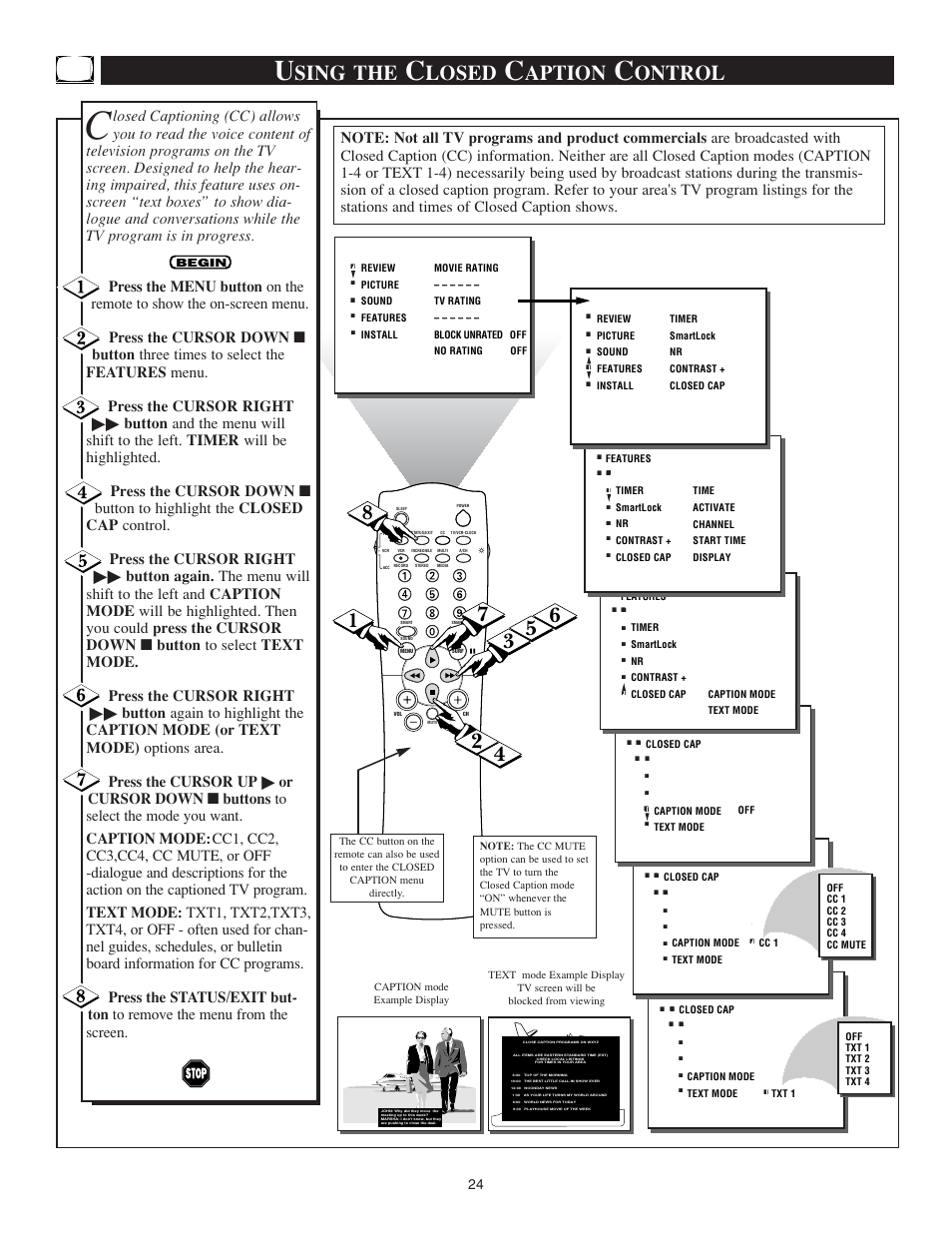 Sing the, Losed, Aption | Ontrol | Philips TS3259C User Manual | Page 24 / 48