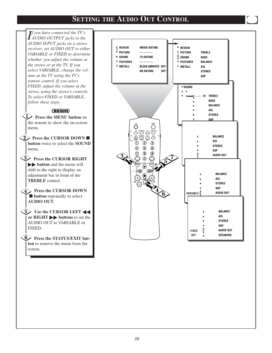 Etting the, Udio, Ontrol | Philips TS3259C User Manual | Page 29 / 48