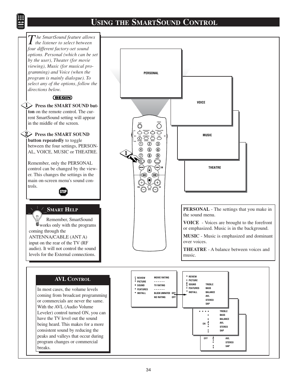 Sing the, Mart, Ound | Ontrol, Avl c | Philips TS3259C User Manual | Page 34 / 48