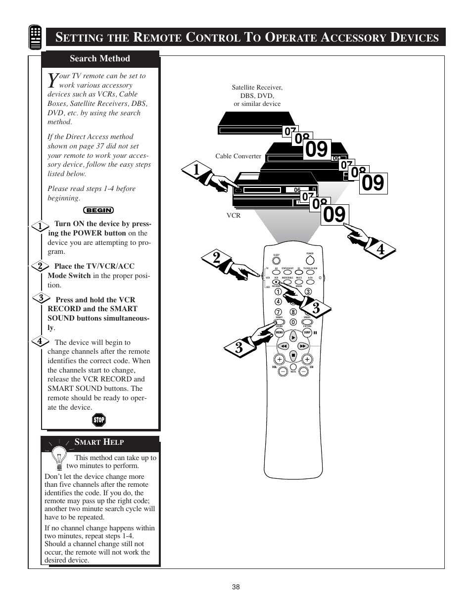 Etting the, Emote, Ontrol | Perate, Ccessory, Evices | Philips TS3259C User Manual | Page 38 / 48