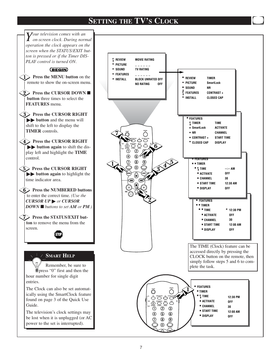 Etting the, Lock | Philips TS3259C User Manual | Page 7 / 48