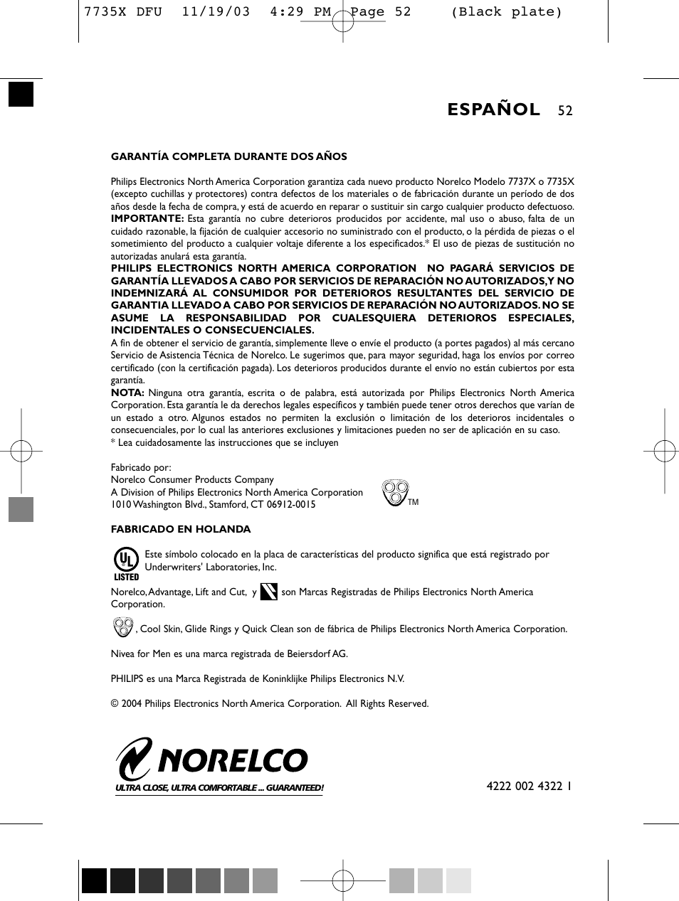 Español | Philips 7735X-43 User Manual | Page 51 / 51