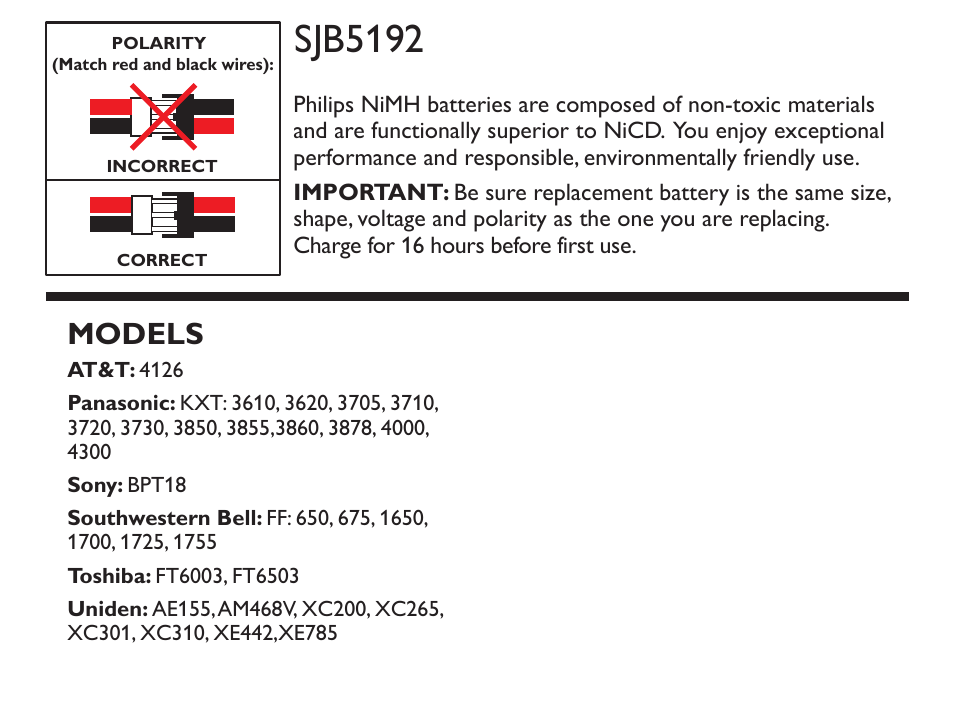 Philips SJB5192-17 User Manual | 1 page