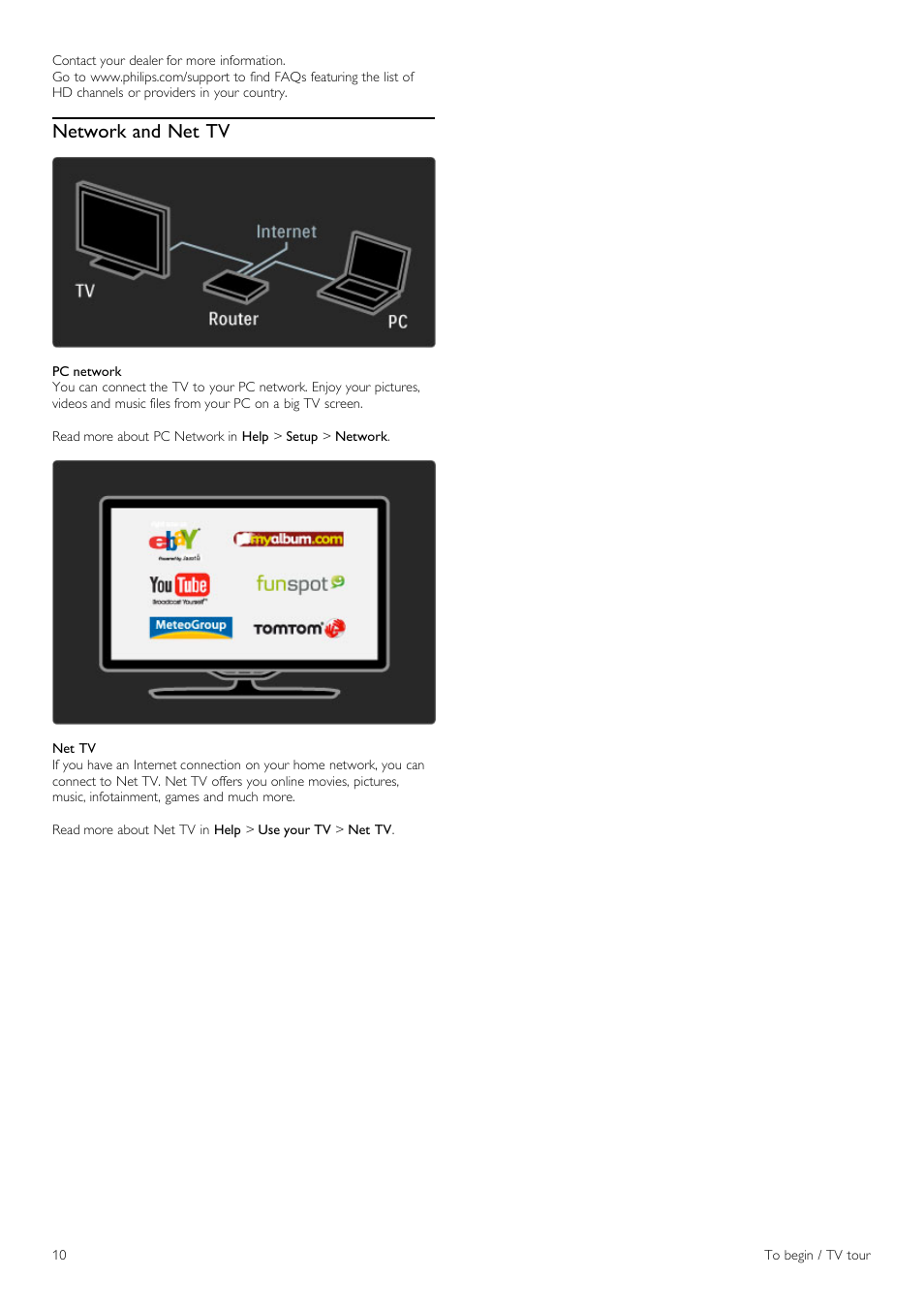 Network and net tv | Philips 40PFL8605H-12 User Manual | Page 10 / 91