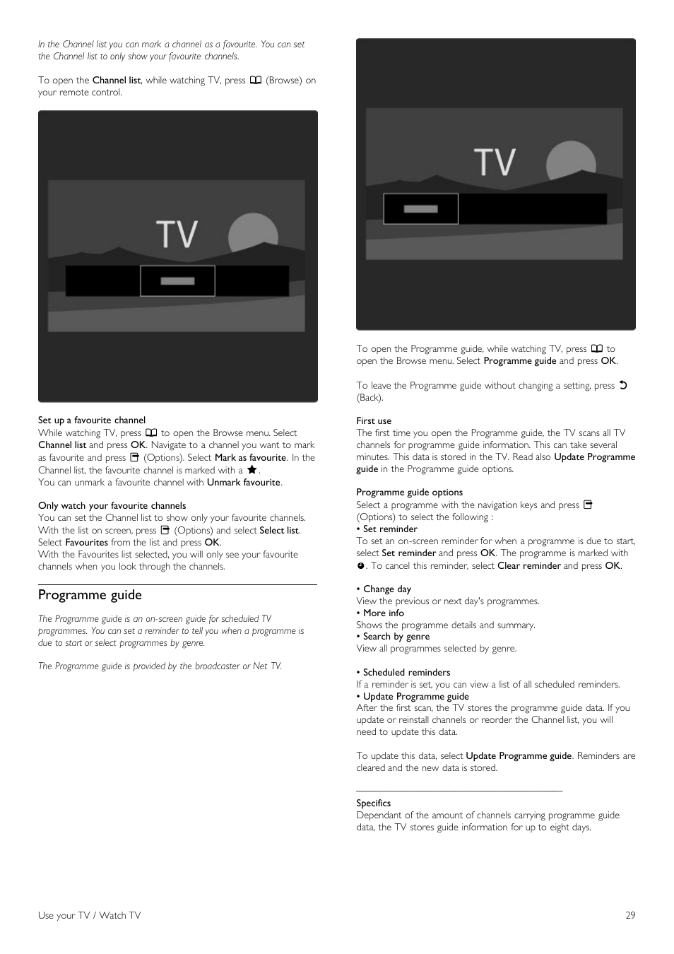 Programme guide | Philips 40PFL8605H-12 User Manual | Page 29 / 91