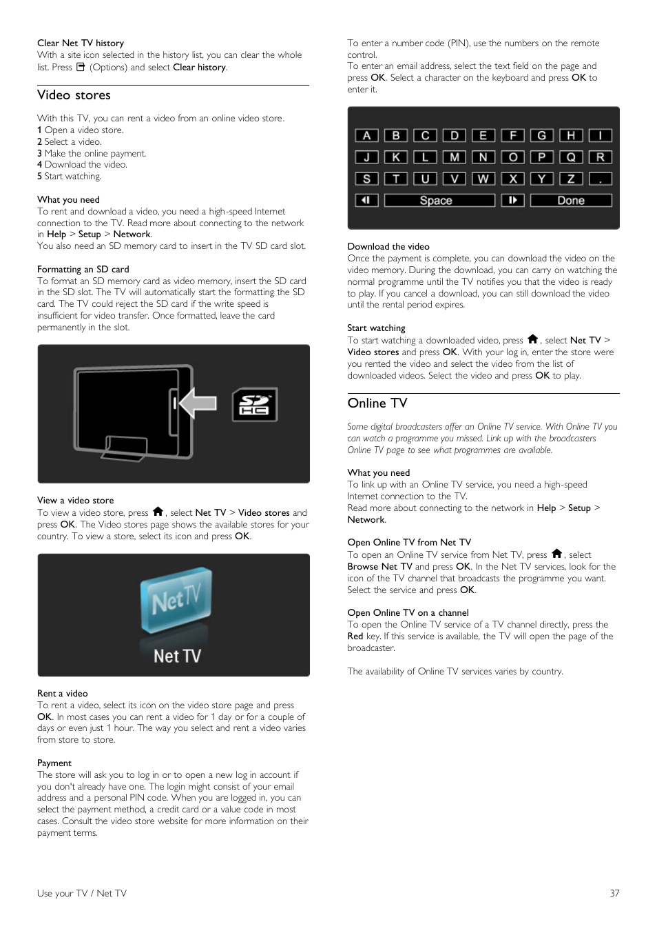 Video stores, Online tv | Philips 40PFL8605H-12 User Manual | Page 37 / 91