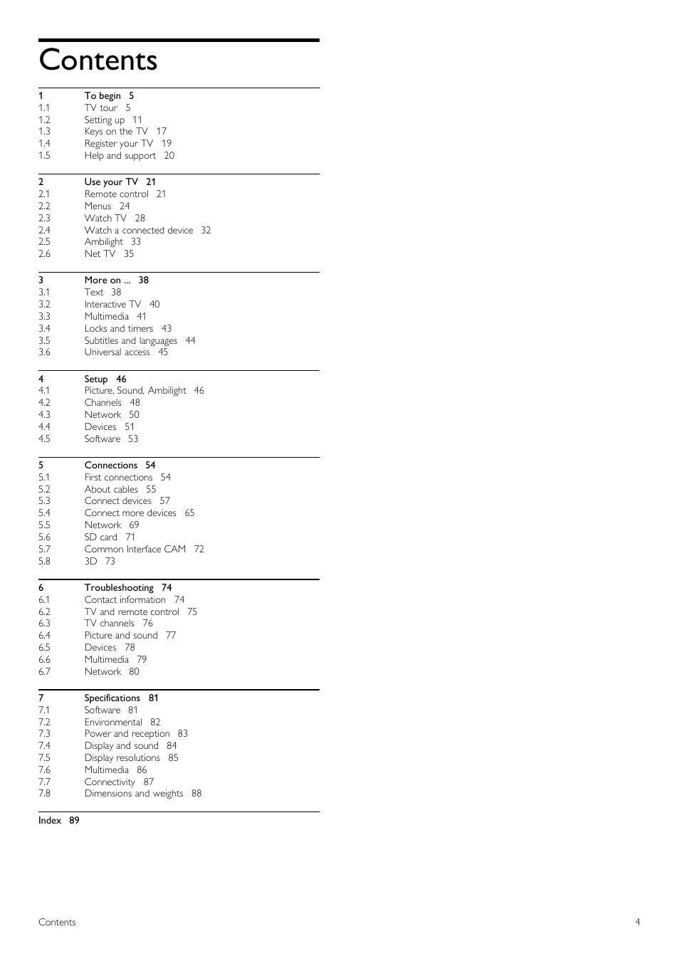 Philips 40PFL8605H-12 User Manual | Page 4 / 91