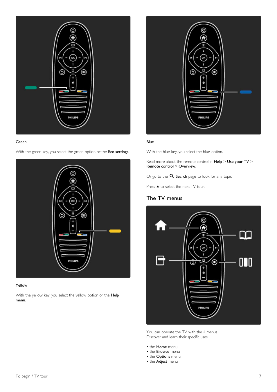 The tv menus | Philips 40PFL8605H-12 User Manual | Page 7 / 91