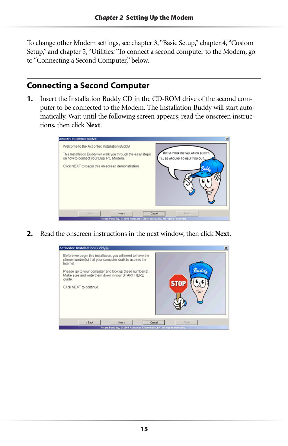 Connecting a second computer | Actiontec electronic Dual PC Modem R7000M User Manual | Page 18 / 81