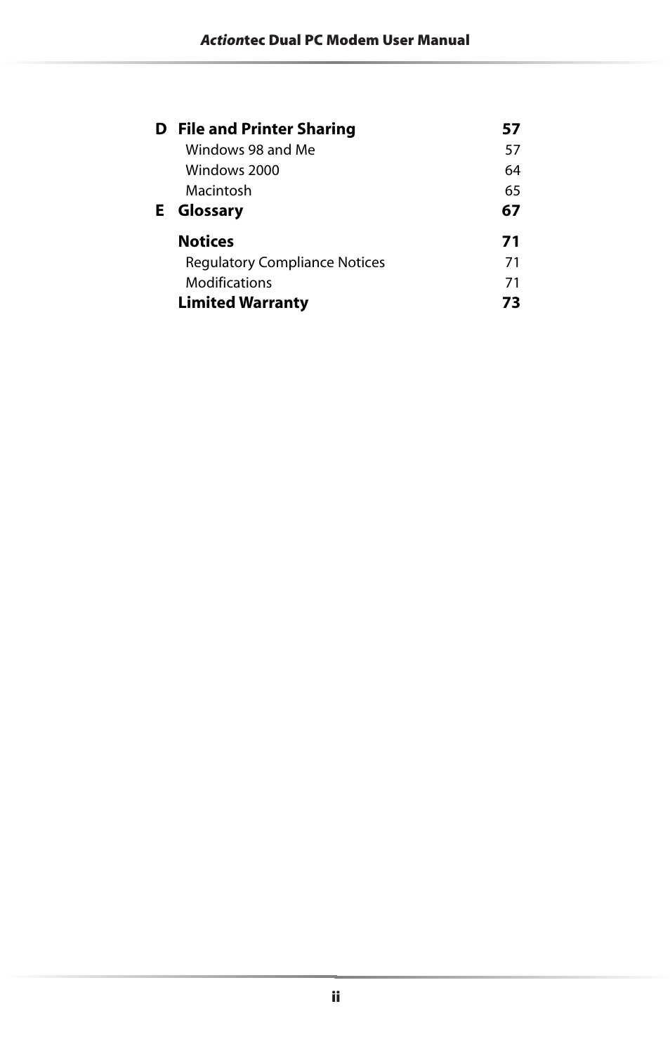 Actiontec electronic Dual PC Modem R7000M User Manual | Page 3 / 81