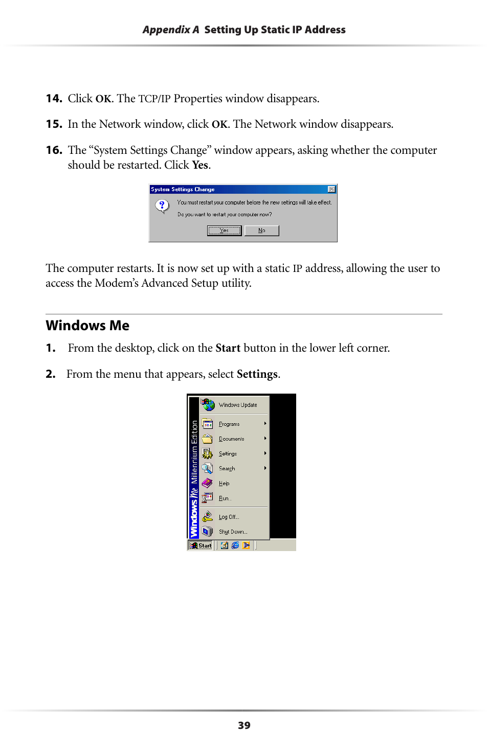 Windows me | Actiontec electronic Dual PC Modem R7000M User Manual | Page 42 / 81