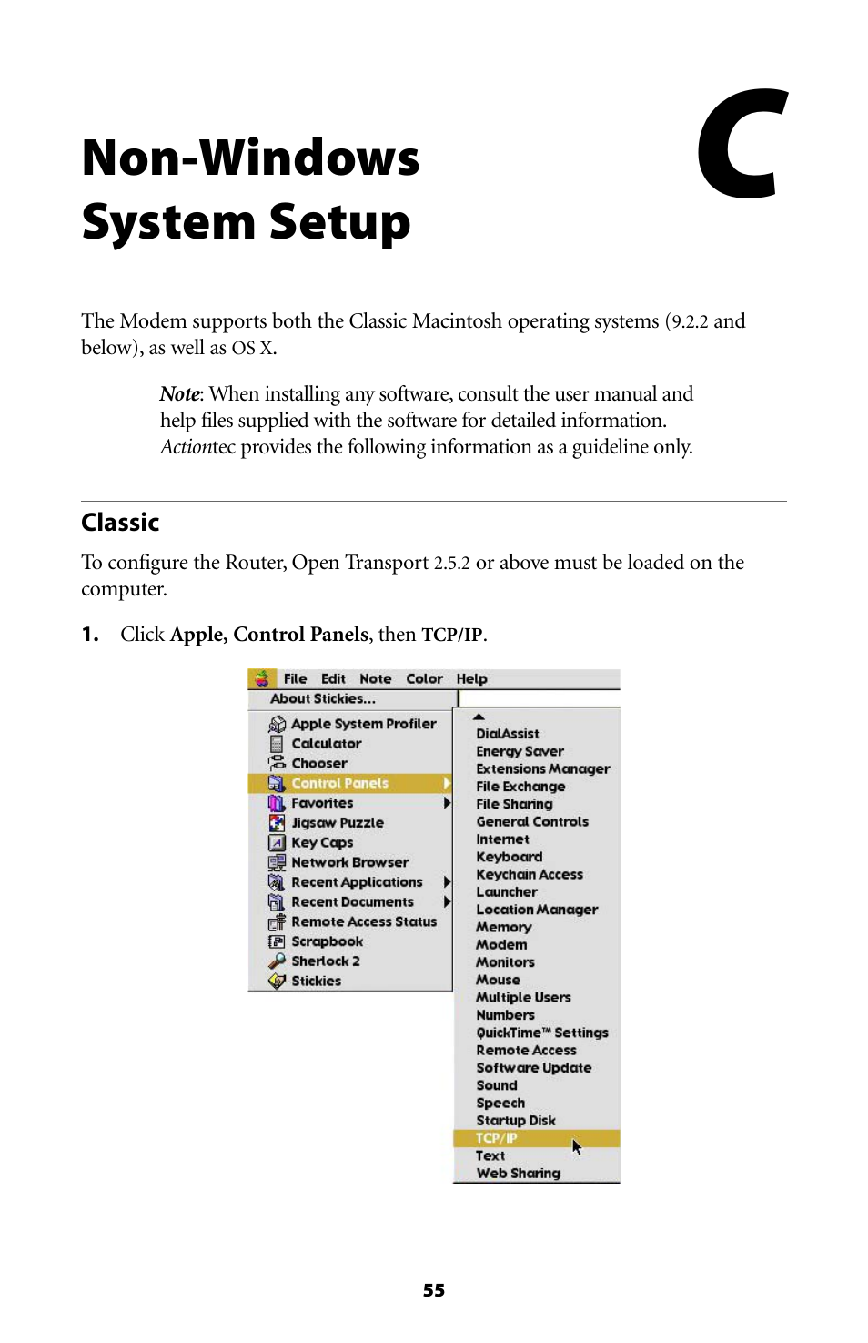 Non-windows system setup | Actiontec electronic Dual PC Modem R7000M User Manual | Page 58 / 81