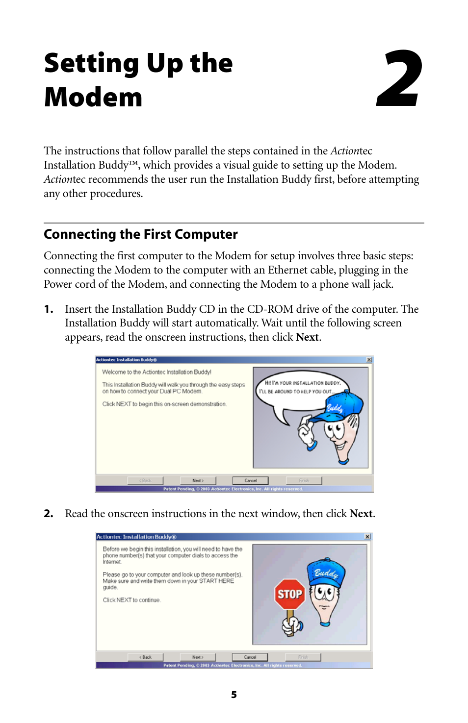 Setting up the modem | Actiontec electronic Dual PC Modem R7000M User Manual | Page 8 / 81