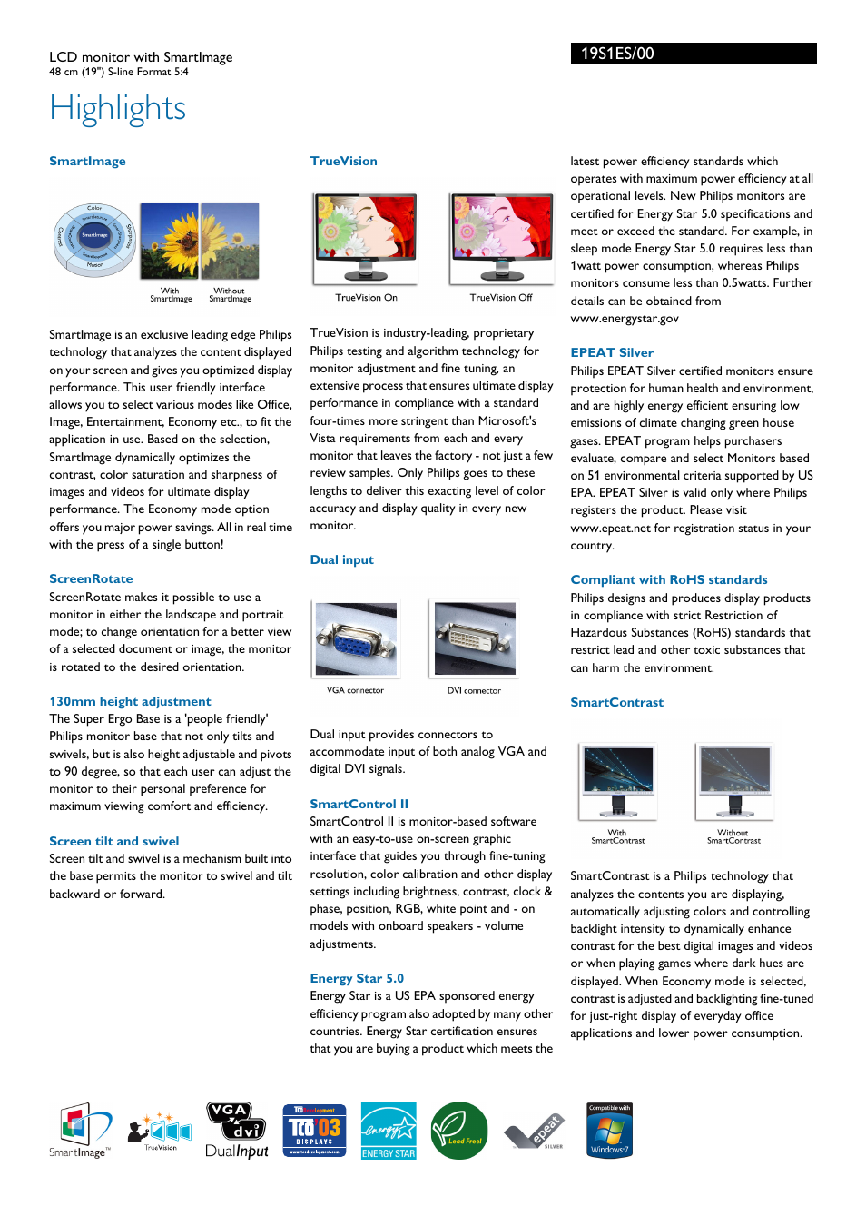 Highlights | Philips 19S1ES-00 User Manual | Page 2 / 3