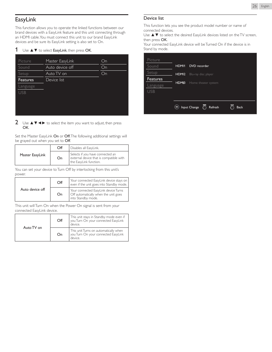 Easylink | Philips 40PFL4707-F7 User Manual | Page 26 / 38