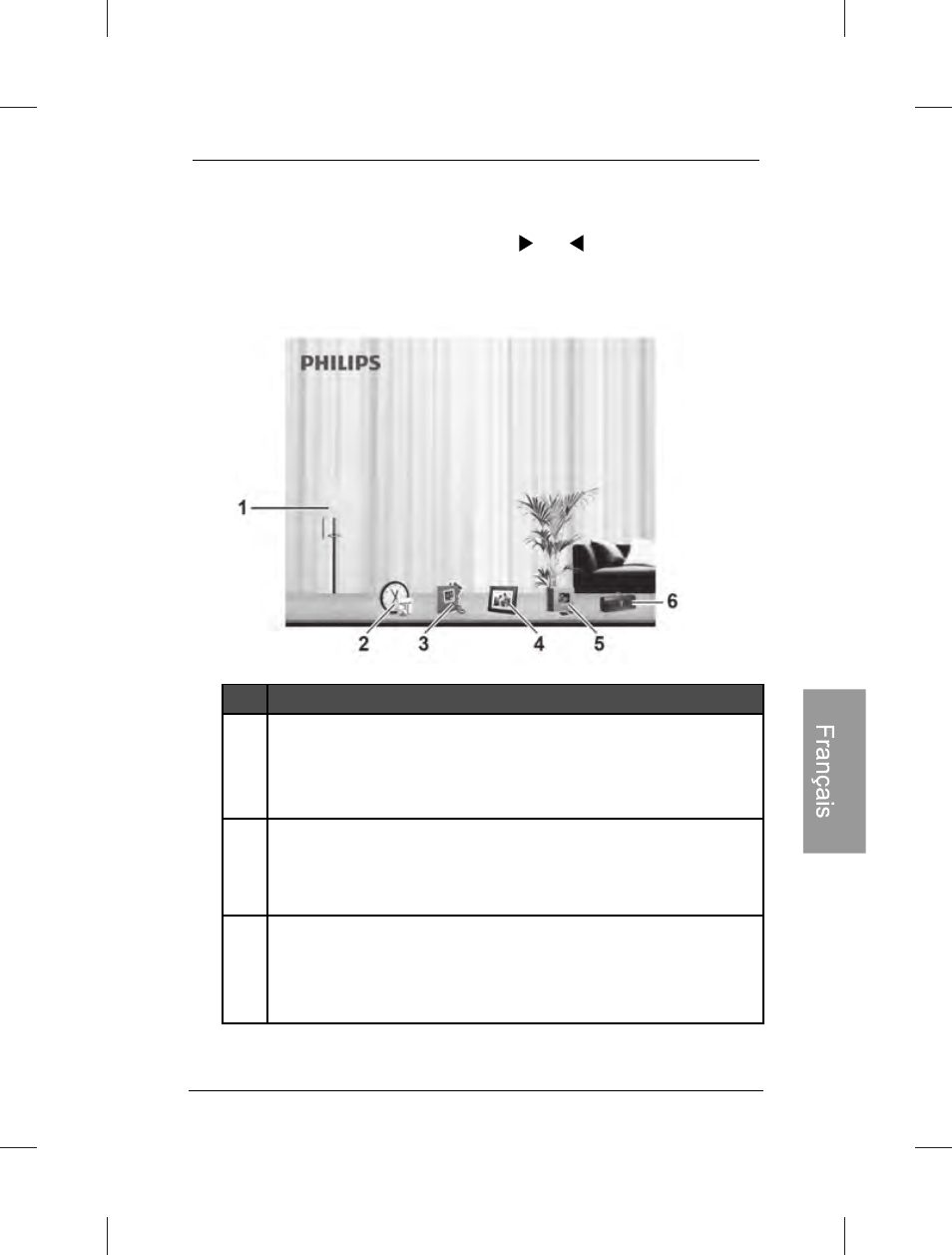 Utilisation du menu principal | Philips SPF3472-G7 User Manual | Page 104 / 126