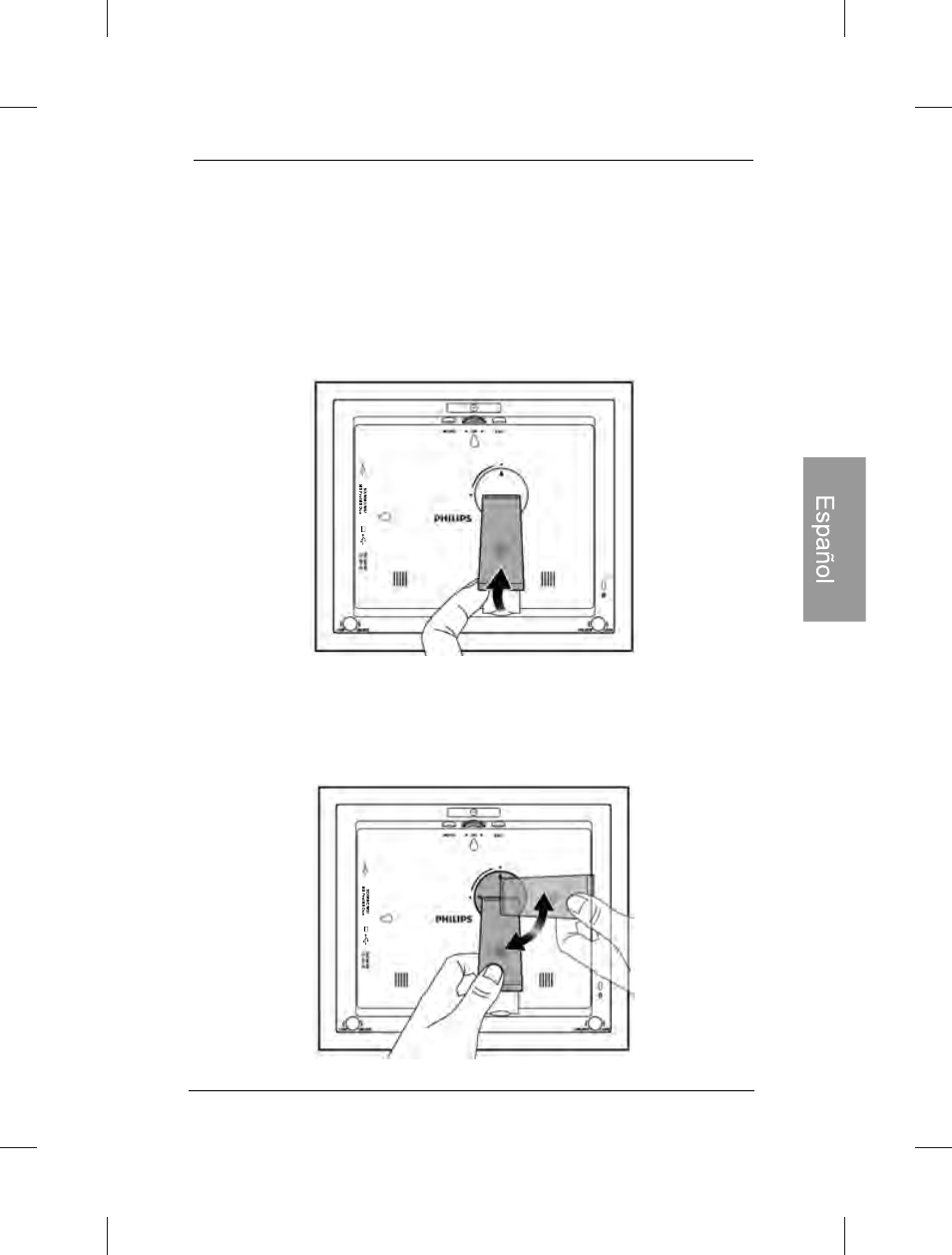 Comienzo, Paso 1: utilización del pedestal trasero ajustable | Philips SPF3472-G7 User Manual | Page 56 / 126