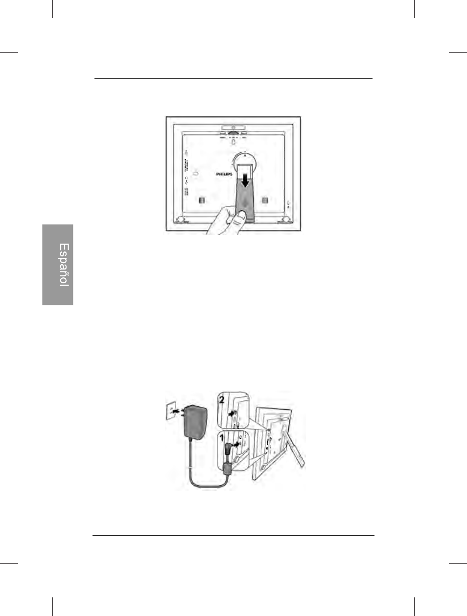 Paso 2: conexión de la alimentación eléctrica, Español | Philips SPF3472-G7 User Manual | Page 57 / 126