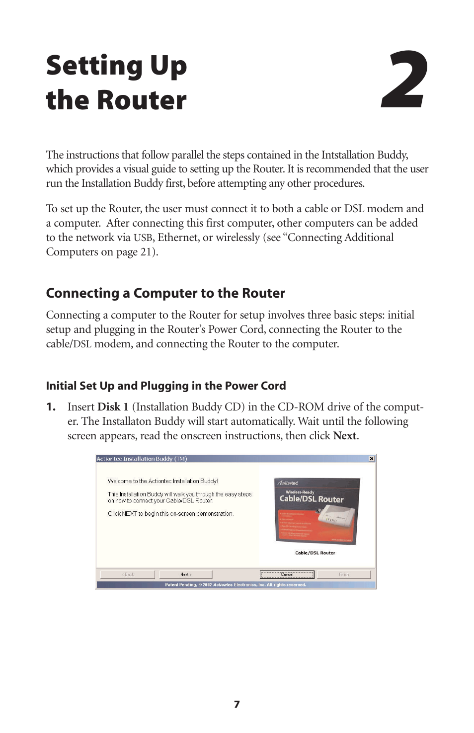 Setting up the router | Actiontec electronic GEU404000-01 User Manual | Page 10 / 79