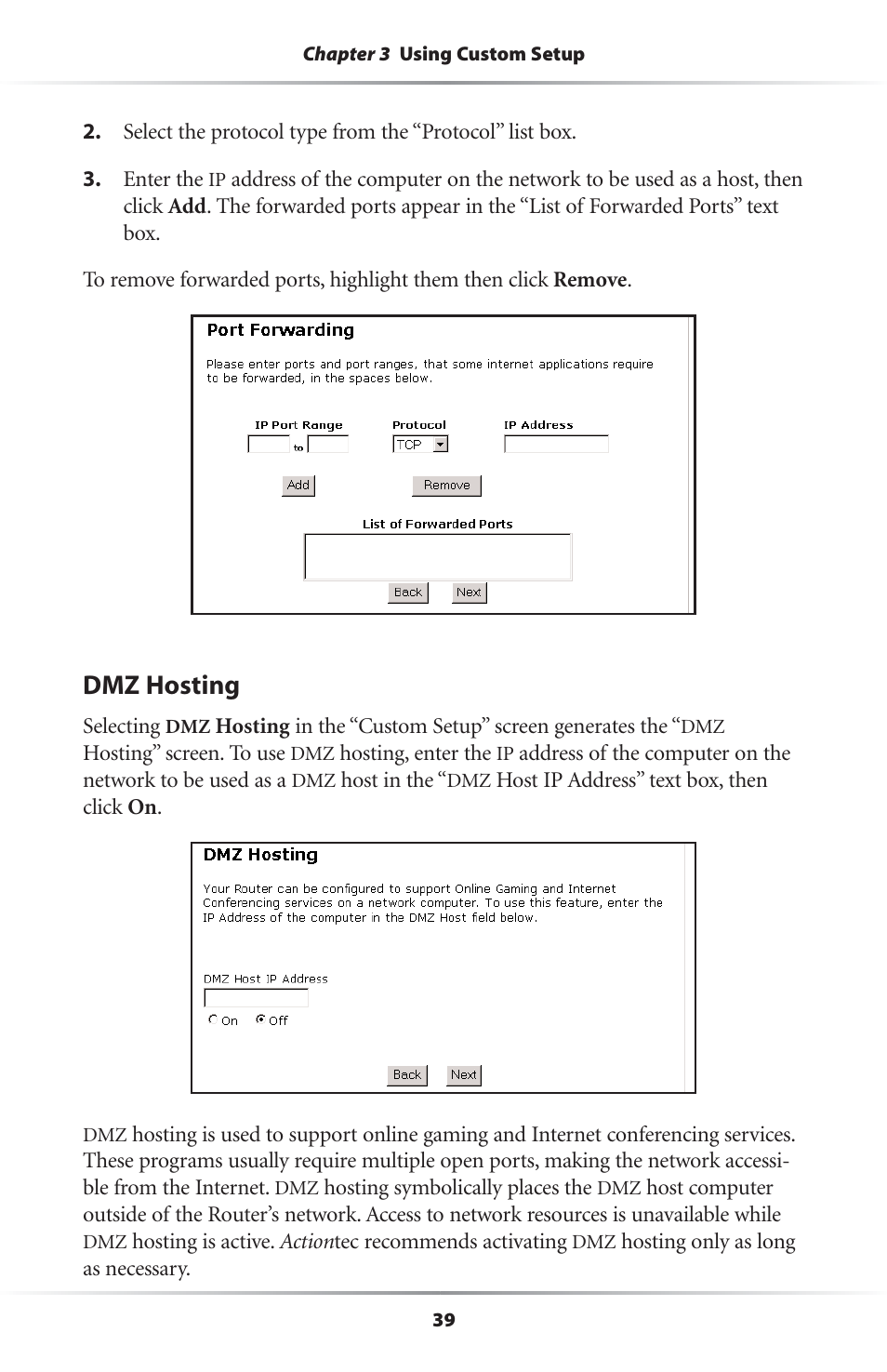 Dmz hosting | Actiontec electronic GEU404000-01 User Manual | Page 42 / 79