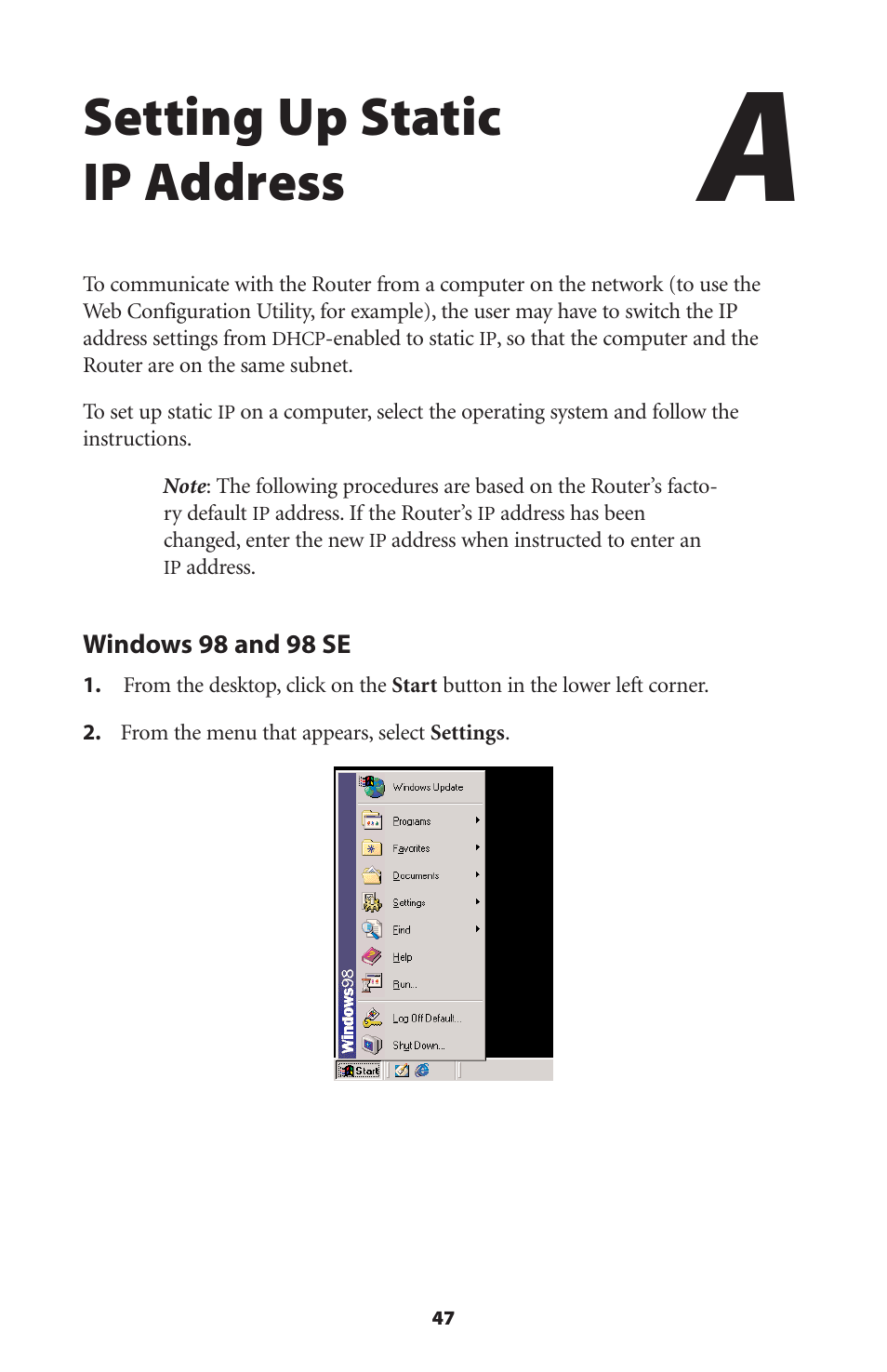 Setting up static ip address | Actiontec electronic GEU404000-01 User Manual | Page 50 / 79