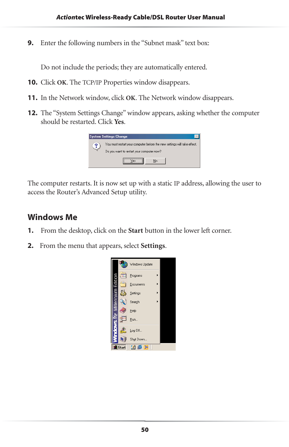 Windows me | Actiontec electronic GEU404000-01 User Manual | Page 53 / 79