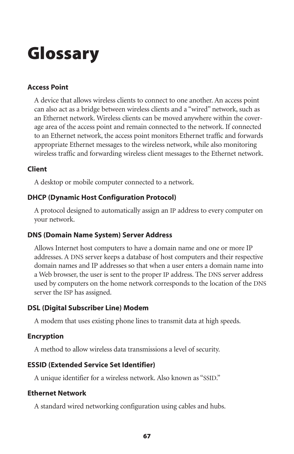 Glossary | Actiontec electronic GEU404000-01 User Manual | Page 70 / 79