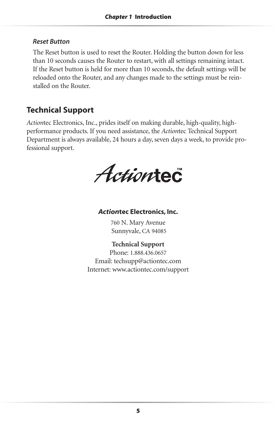 Technical support | Actiontec electronic GEU404000-01 User Manual | Page 8 / 79