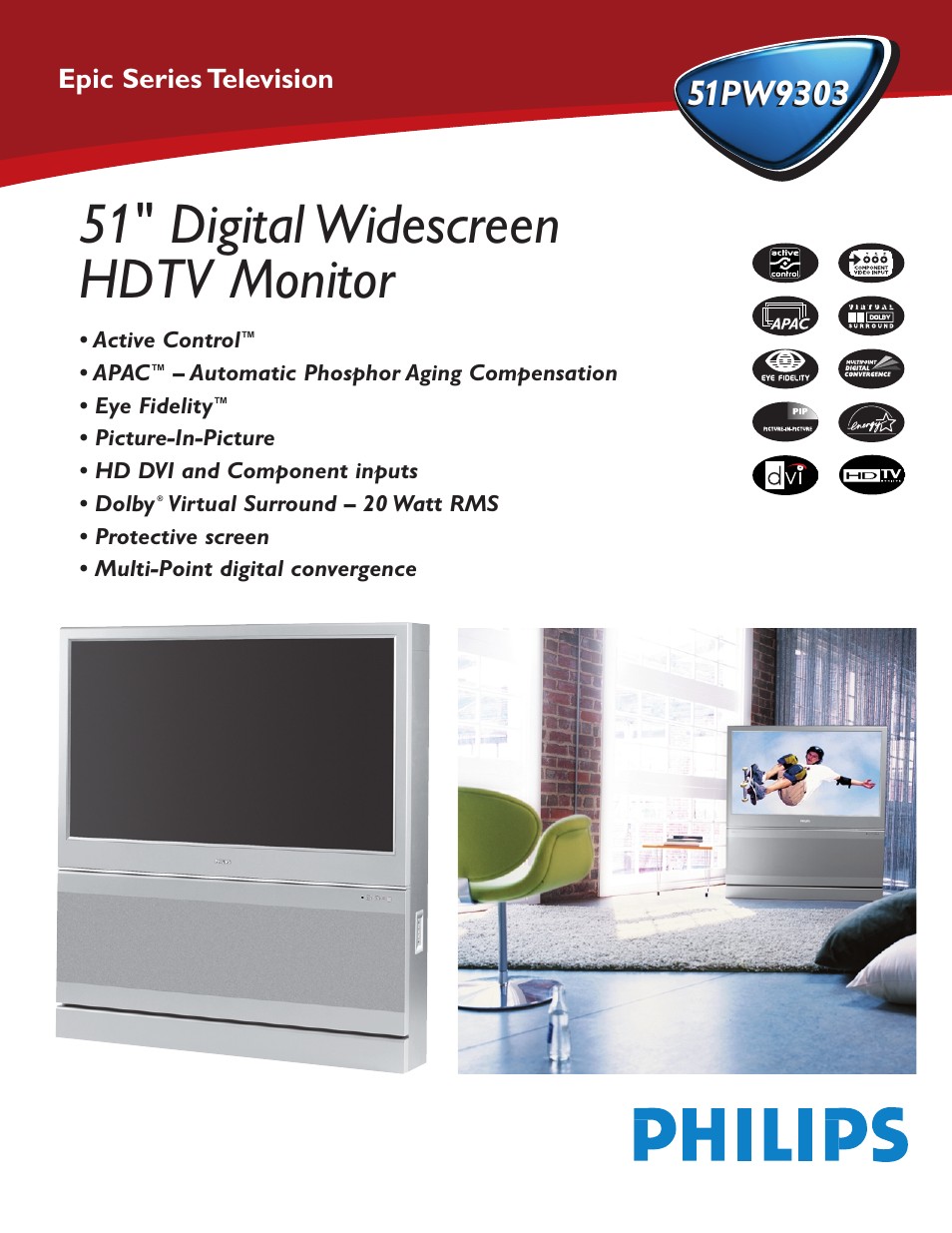 Philips 51PW9303 User Manual | 2 pages