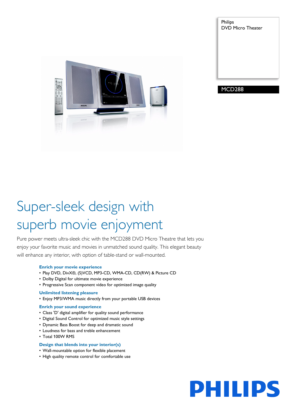 Philips MCD288-37B User Manual | 3 pages