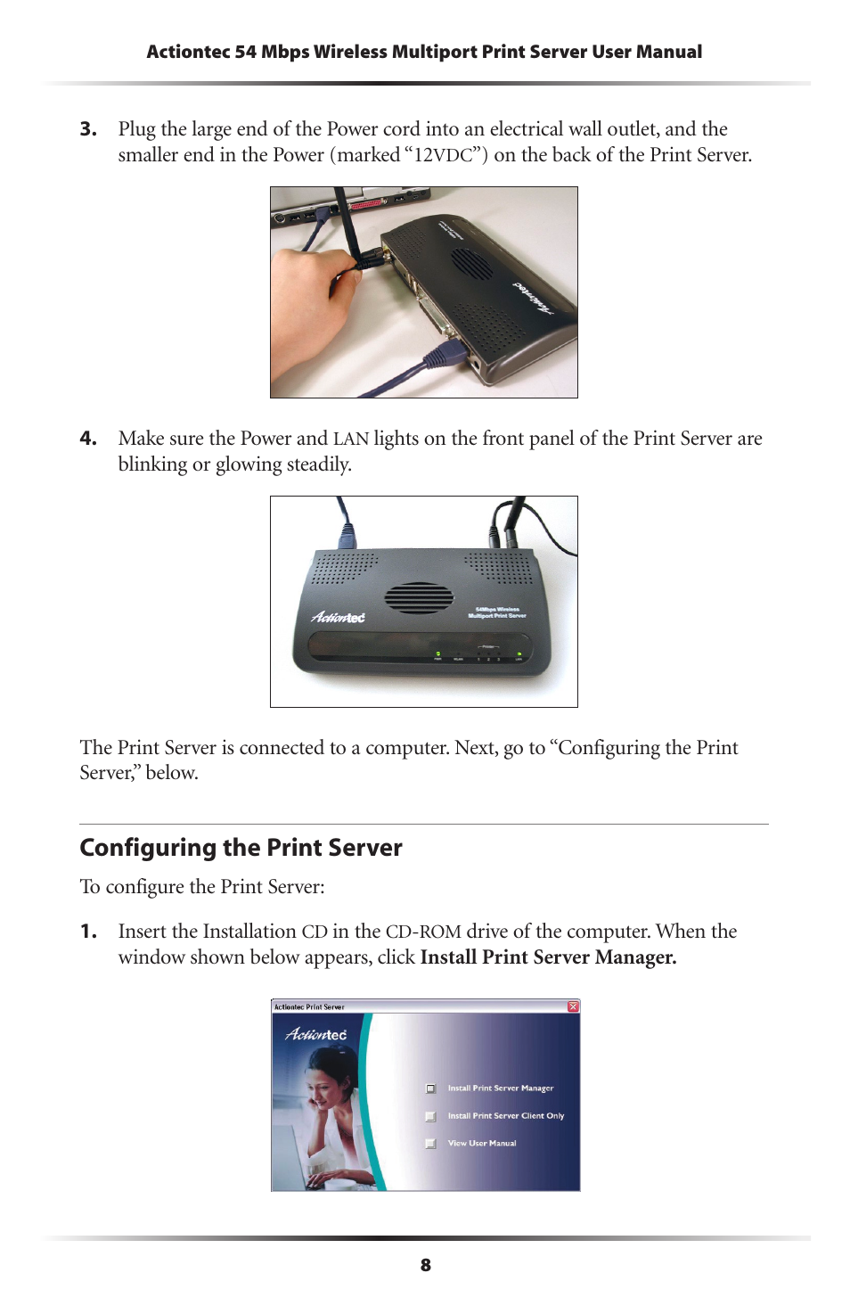 Configuring the print server | Actiontec electronic 802PSG User Manual | Page 11 / 77