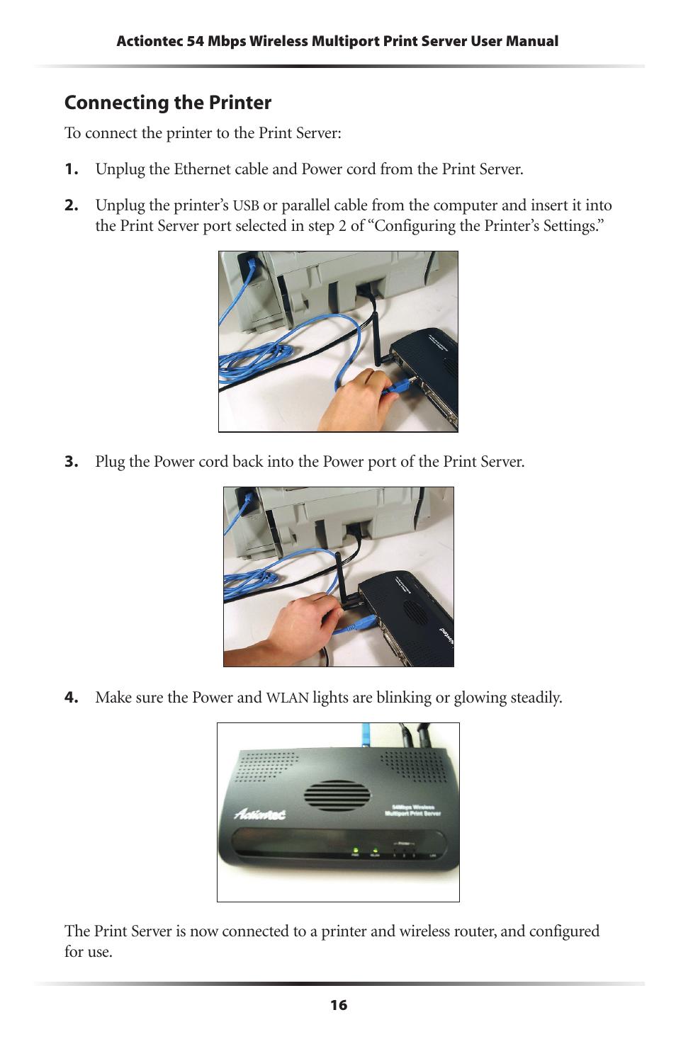 Connecting the printer | Actiontec electronic 802PSG User Manual | Page 19 / 77