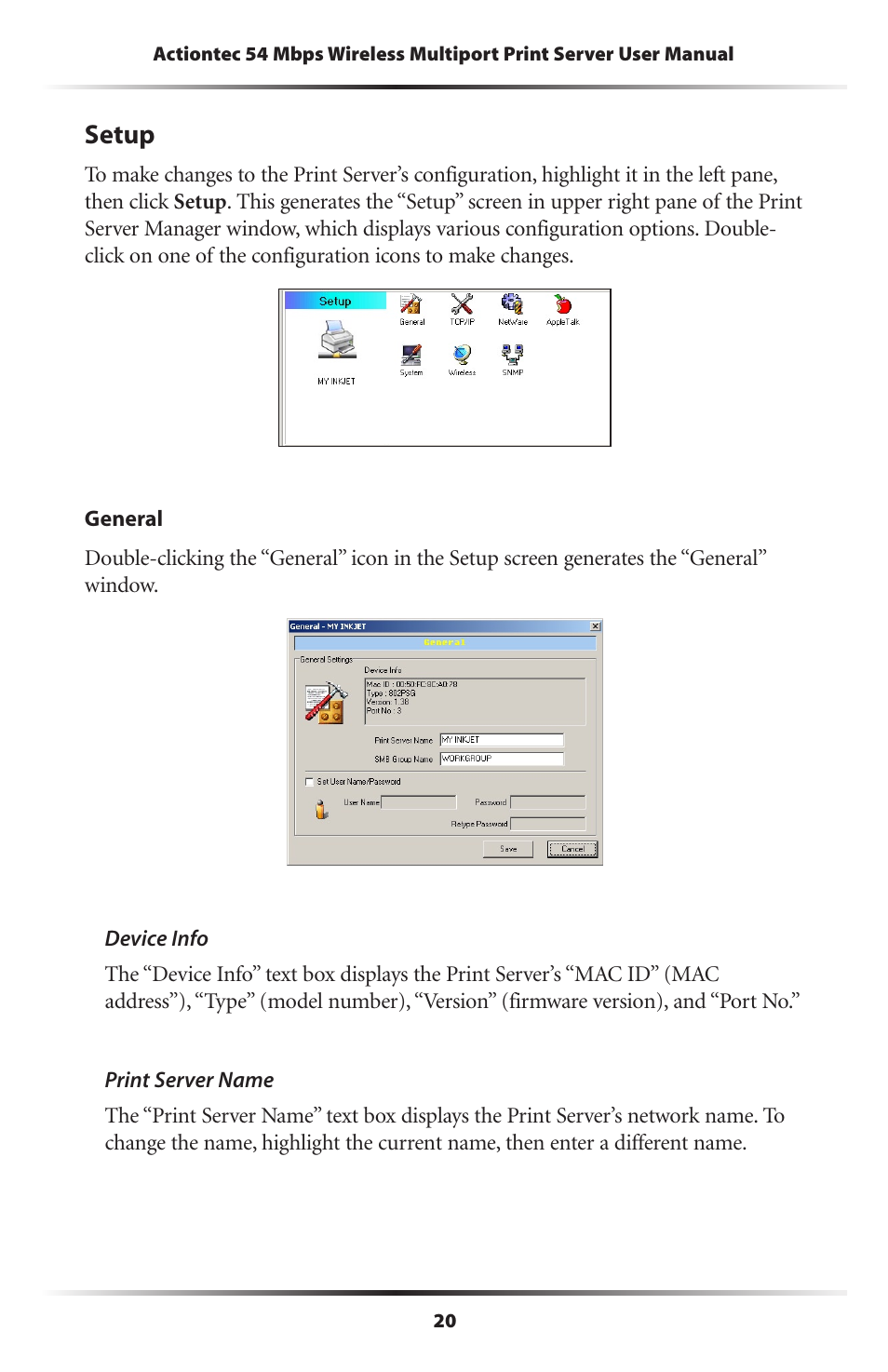 Setup | Actiontec electronic 802PSG User Manual | Page 23 / 77