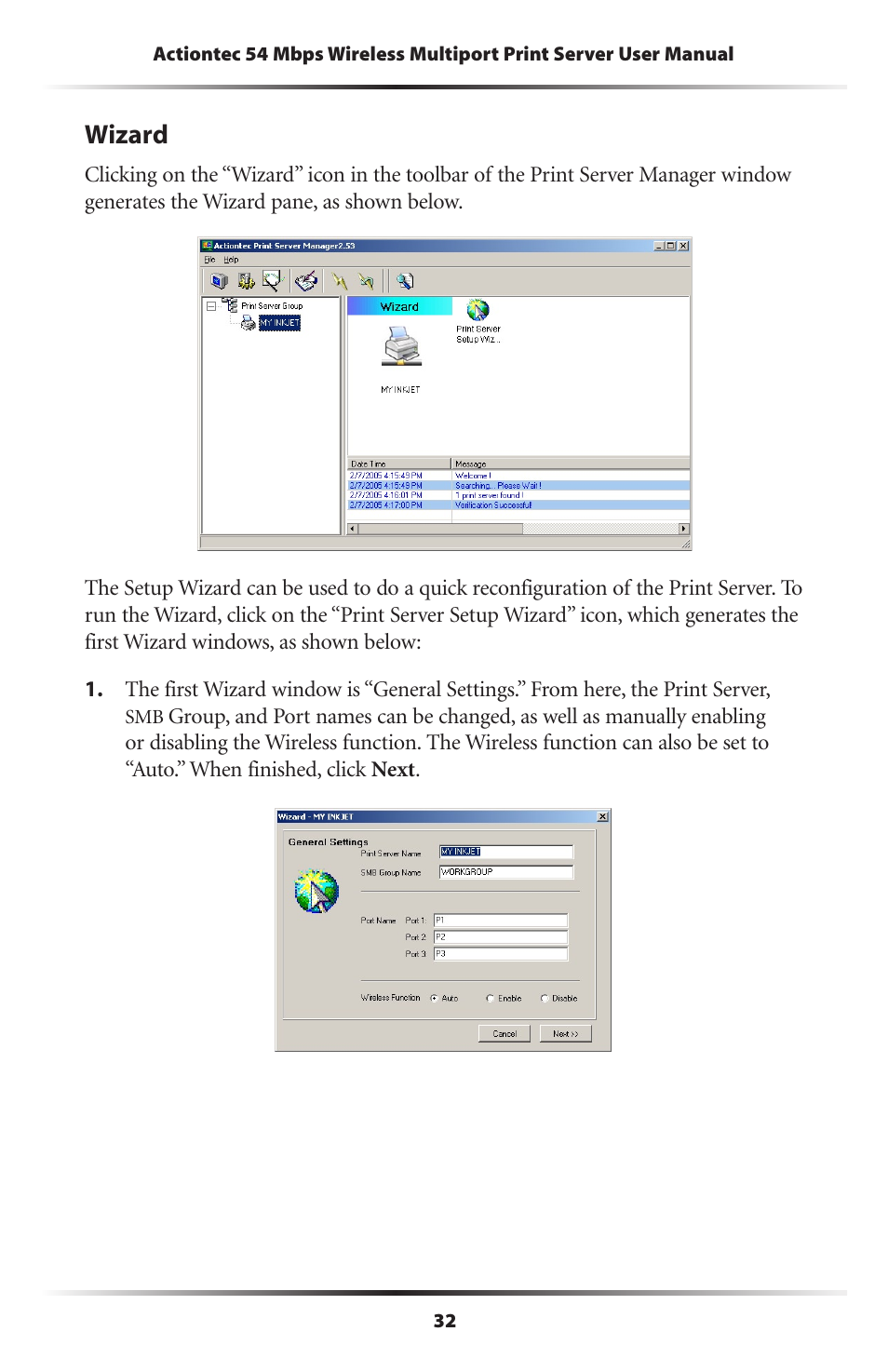 Wizard | Actiontec electronic 802PSG User Manual | Page 35 / 77
