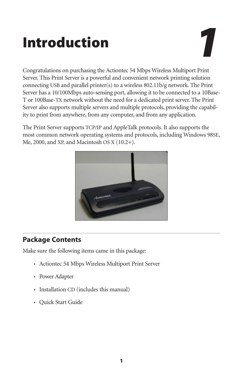 Introduction, Package contents | Actiontec electronic 802PSG User Manual | Page 4 / 77