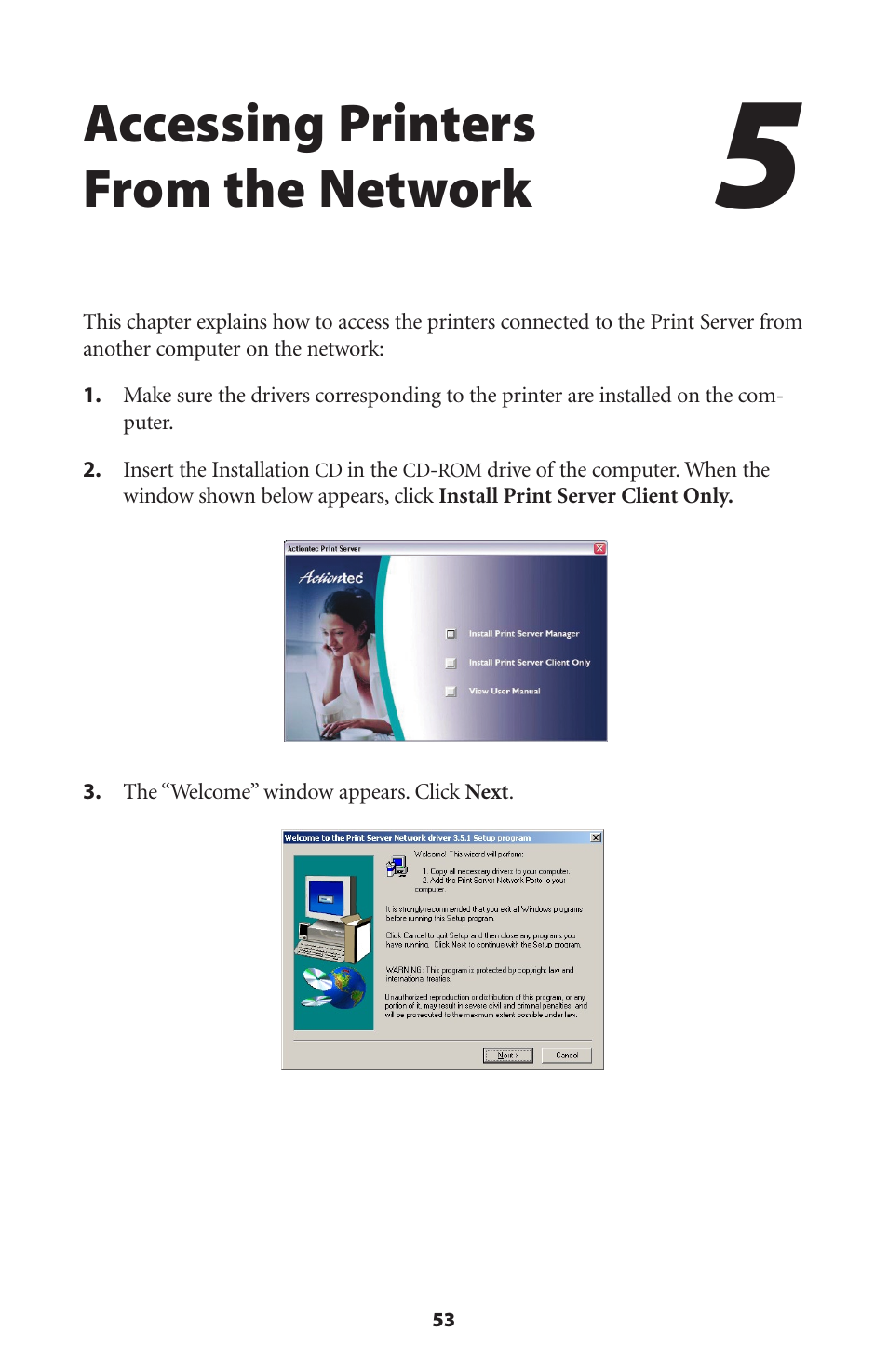 Accessing printers from the network | Actiontec electronic 802PSG User Manual | Page 56 / 77