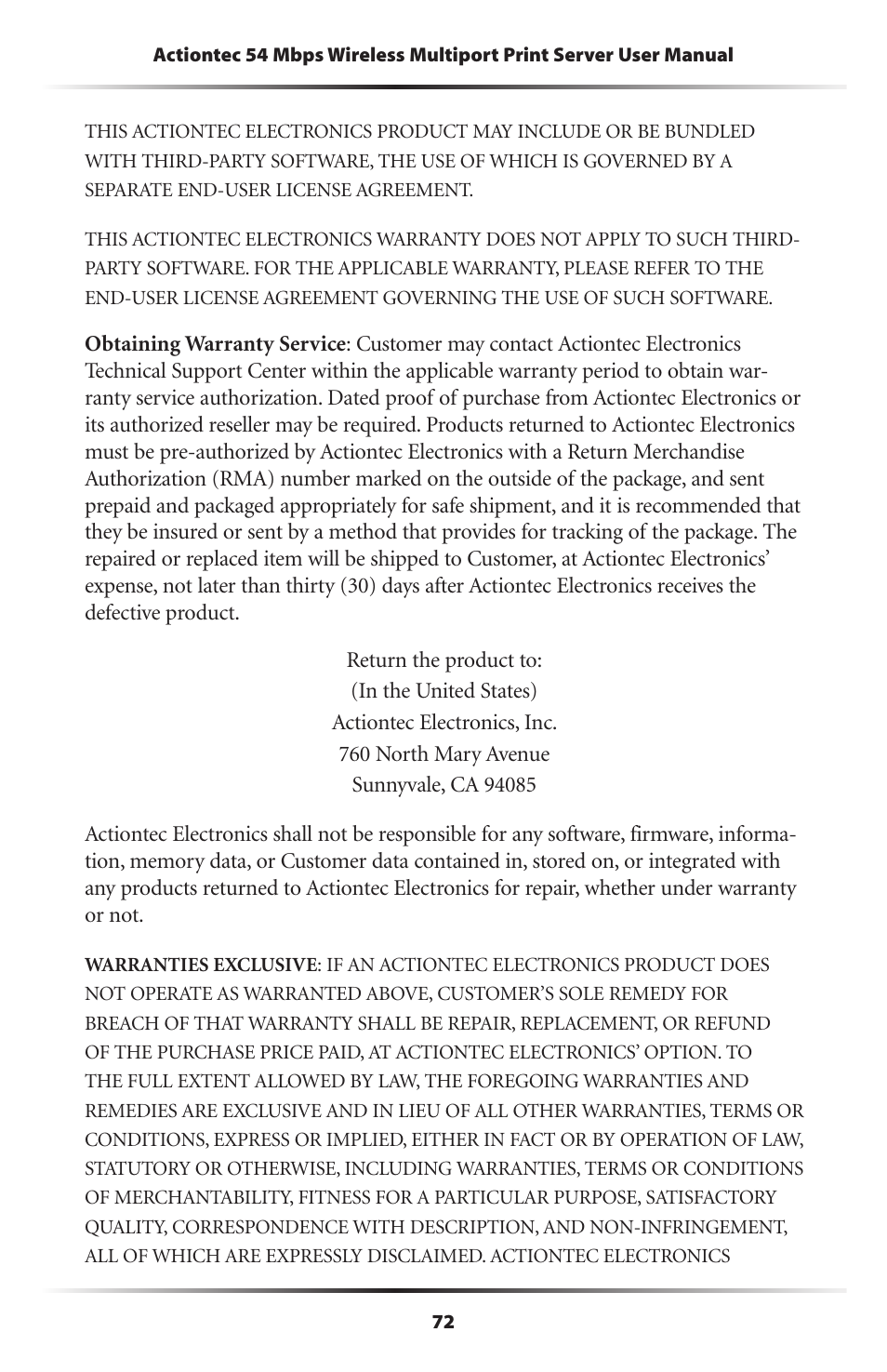 Actiontec electronic 802PSG User Manual | Page 75 / 77