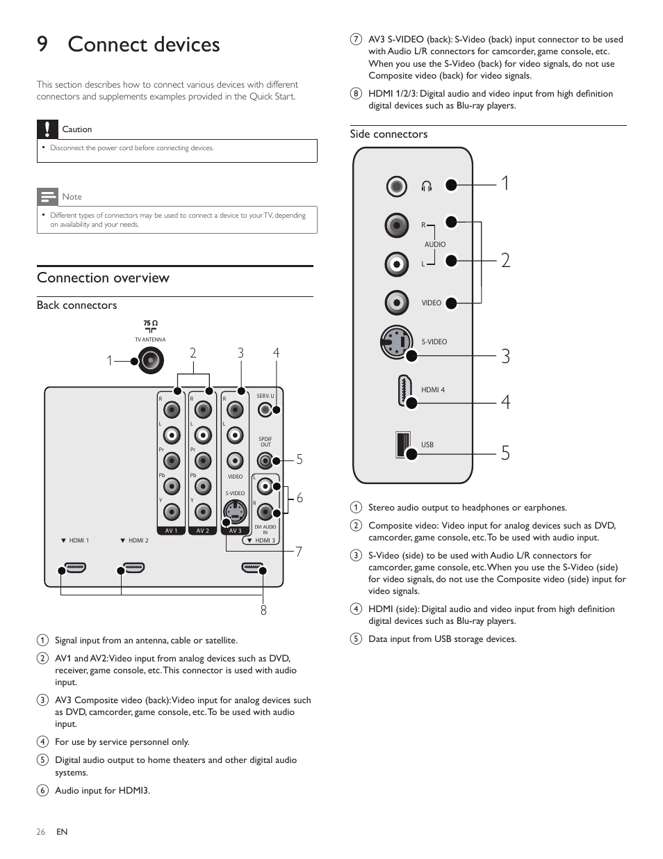 9 connect devices | Philips LCD TV 47PFL5704D 119cm-47" class Full HD 1080p digital TV with Pixel Plus 3 HD User Manual | Page 28 / 39