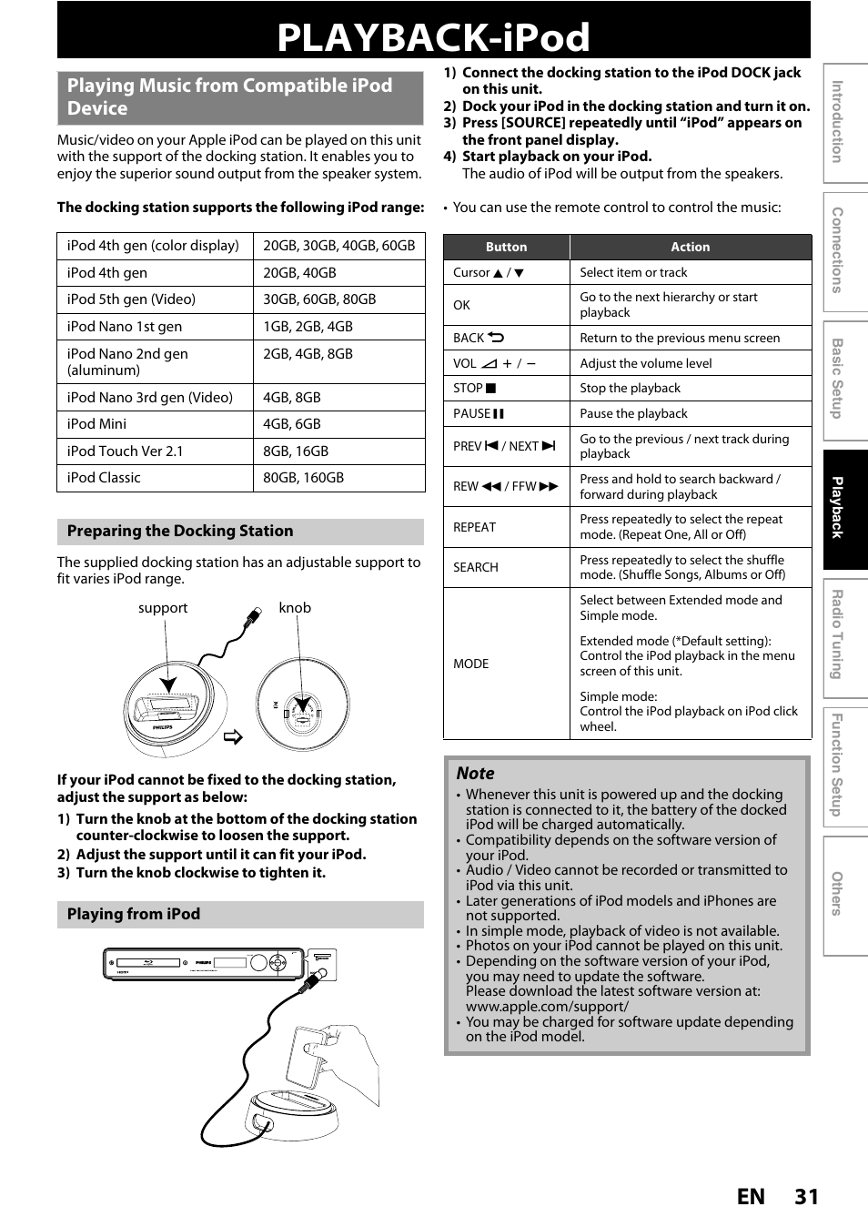 Playback-ipod, Playing music from compatible ipod device, 31 en | Philips HTS5100B-F7 User Manual | Page 31 / 56