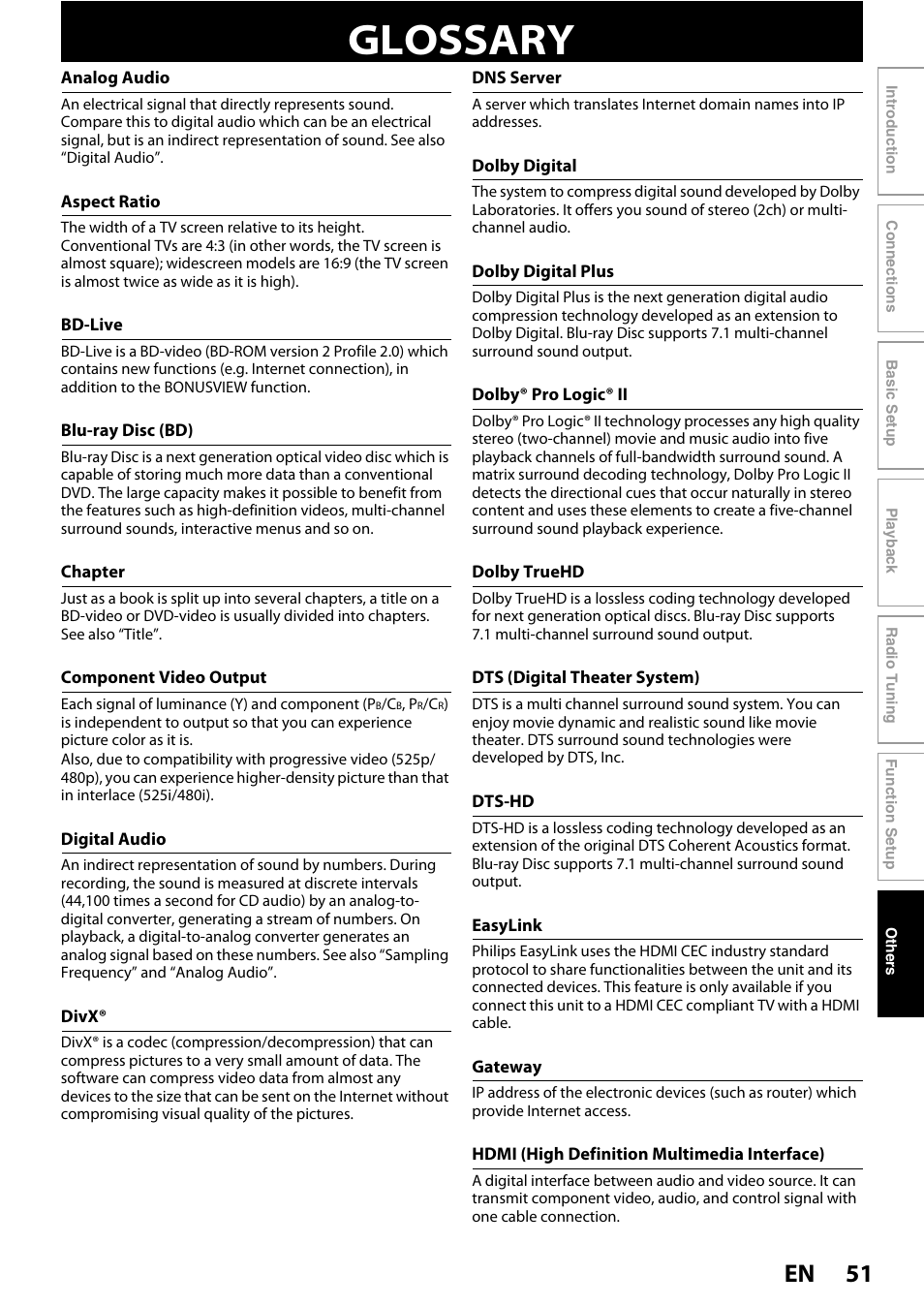 Glossary, 51 en | Philips HTS5100B-F7 User Manual | Page 51 / 56