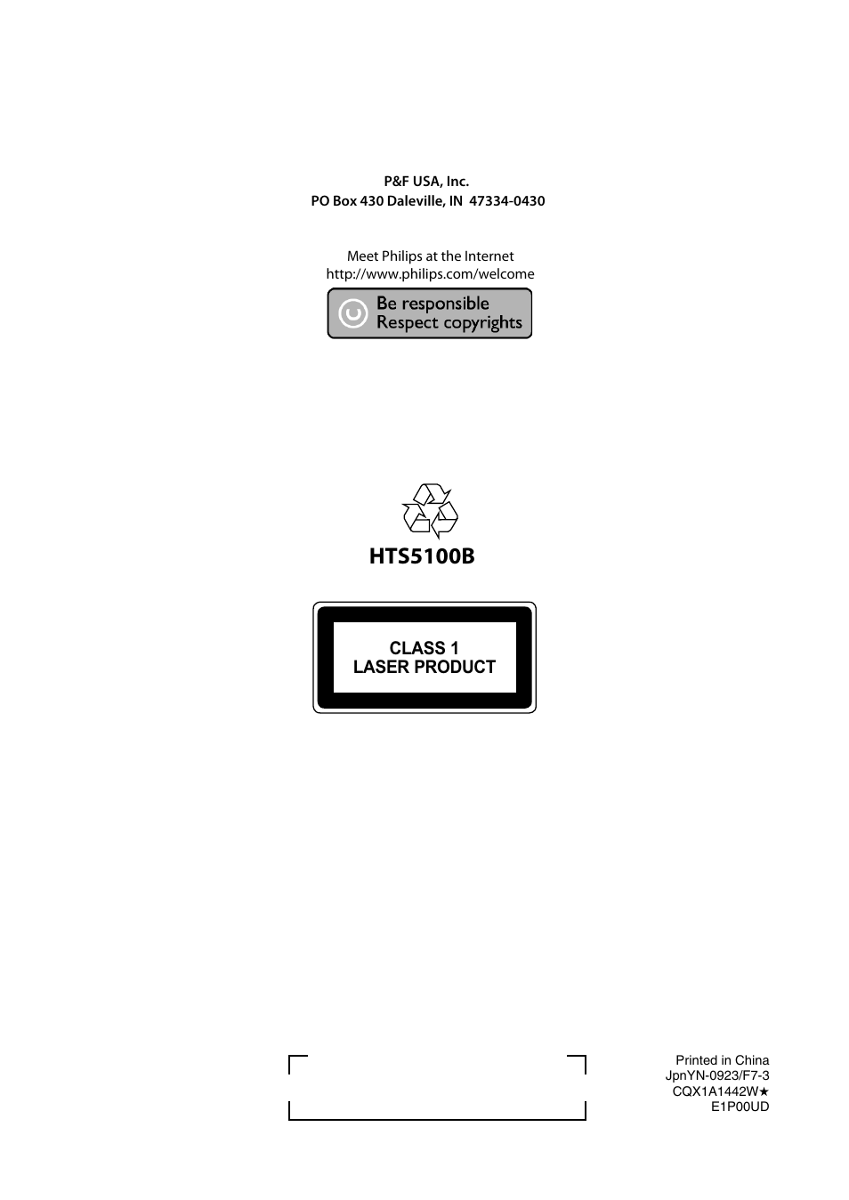 Hts5100b | Philips HTS5100B-F7 User Manual | Page 56 / 56