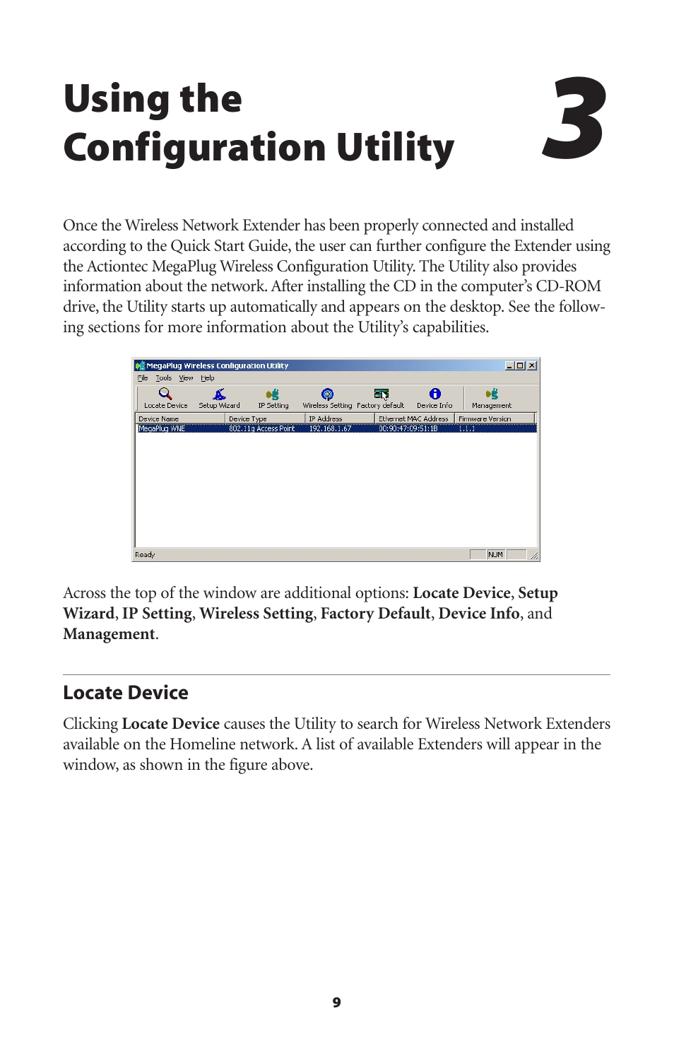Using the configuration utility, Locate device | Actiontec electronic HPAP108T User Manual | Page 12 / 69